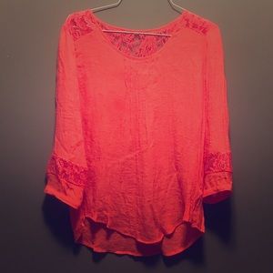 Coral Lace Blouse
